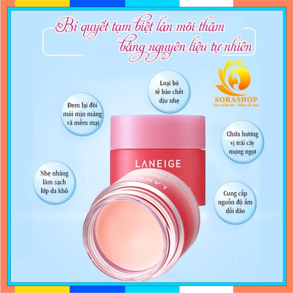 Mặt Nạ Ngủ Môi Laneige Lip Sleeping Mask CHÍNH HÃNG- Ủ Dưỡng Môi Laneige Full Size Mini Tẩy Da Chết Môi
