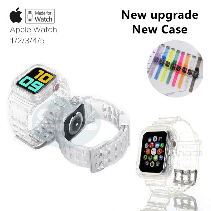Dây Đeo Đồng Hồ Bằng TPU Trong Suốt Màu Kẹo Dạ Quang Chống Rơi Vỡ Kích Thước 38mm 40mm 42mm 44mm Cho Iwatch 4 5 3 2 1