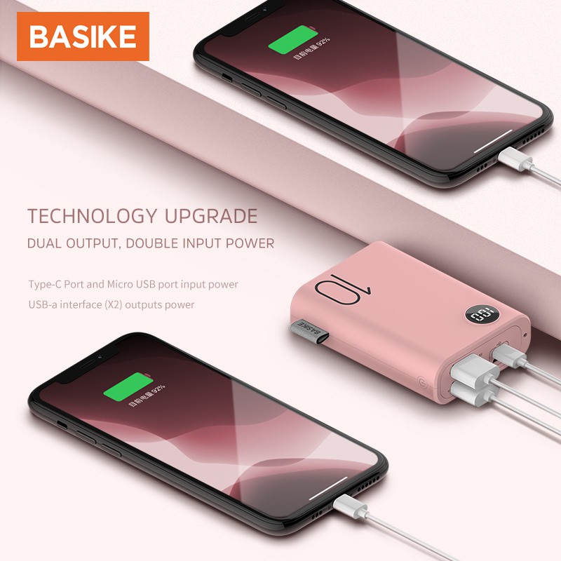 Sạc Dự Phòng BASIKE 10000mAh Màu Macaron Cao Cấp cho iPhone Và Android PF23