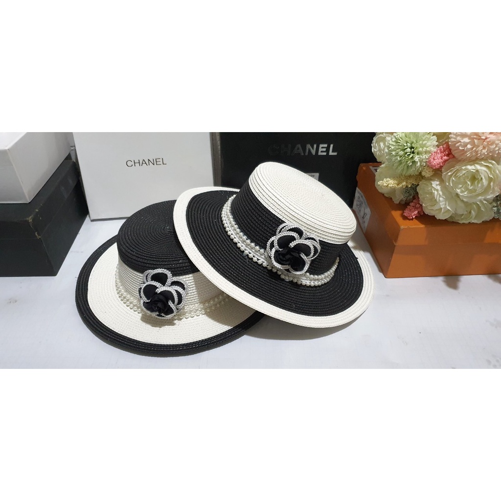 Mũ Cói đi biển vành nhỏ cao cấp đính hoa sang chảnh