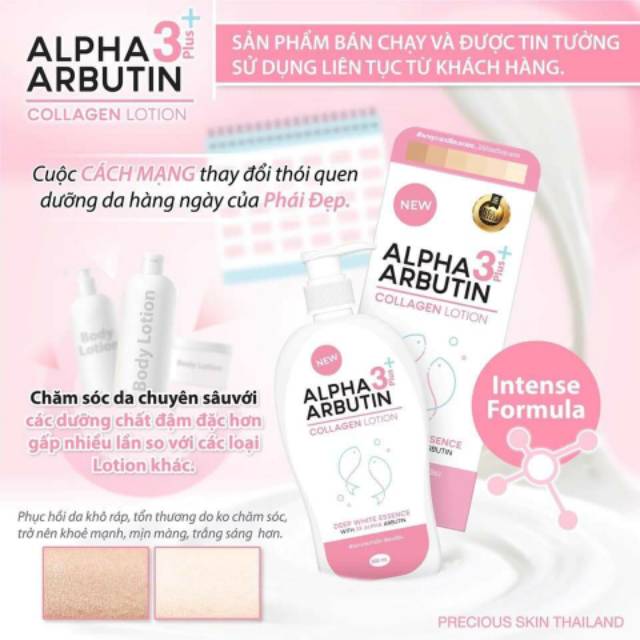 (Hàng Mới Về) Lotion Dưỡng Thể Alpha Arbutin Collagen 3 + Plus