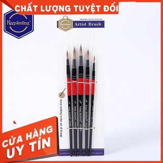 Bộ 5 bút lông cọ tỉa đỏ đen các cỡ Keep smilling loại xịn