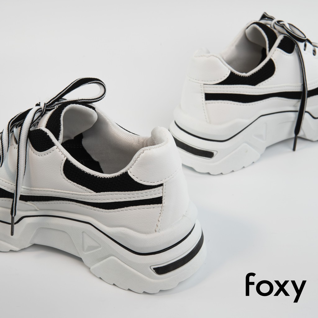 Giày Thể Thao Sneaker Nữ FOXY Độn Đế Phối Màu Trắng Đen - FOX014