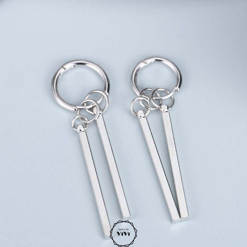 Bông tai bạc nam tua rua Doubar – khuyên tai bạc ViVi_Gift