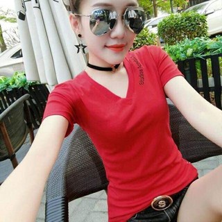 Áo cổ tim thêu chữ siêu xinh