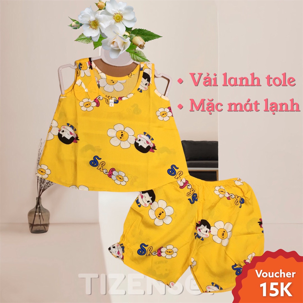 Đồ bộ bé gái lanh tole sát nách quần đùi loại đẹp