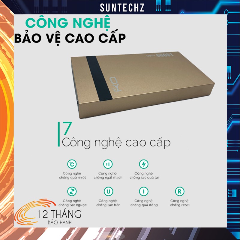 Pin Sạc Dự Phòng 💝Bảo Hành 1 Đổi 1💝 10000 Mah 2 Cổng Sạc