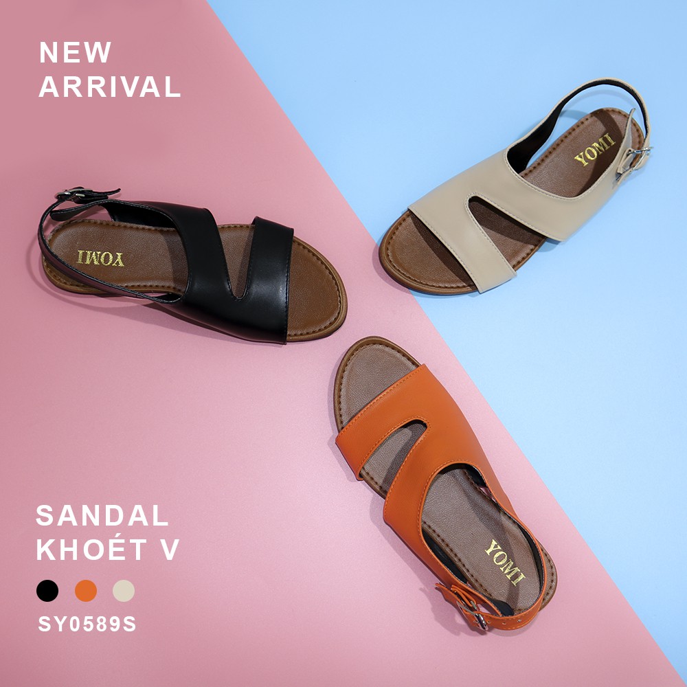 GIÀY SANDAL BỆT NỮ QUAI HẬU KHOÉT V THỜI TRANG