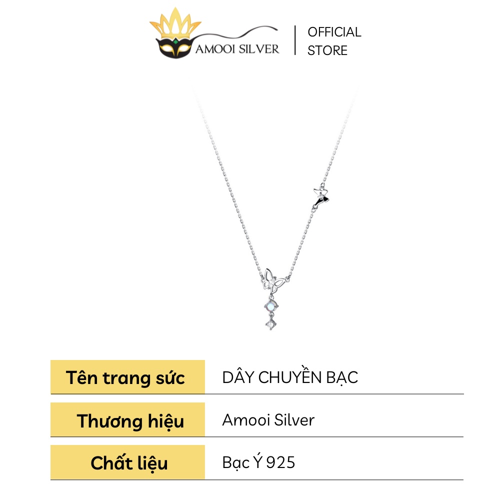 Dây chuyền bạc S925 hoạ tiết bướm opal tua rua - Amooi Silver AD172