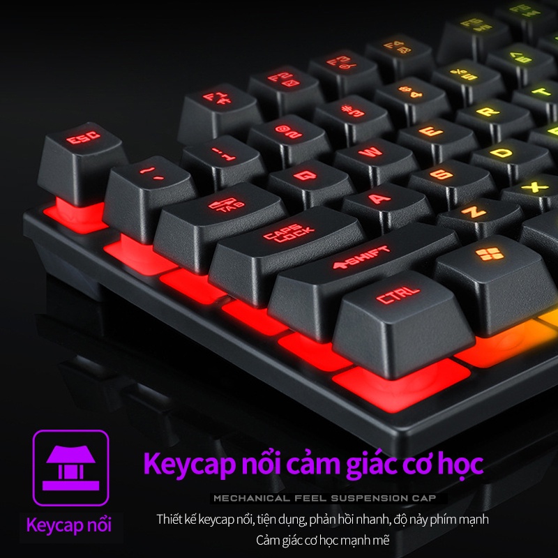 Bộ Bàn Phím Kèm Chuột Gaming TF200 Có Dây,  Phong Cách Hiện Đại, Ấn Tượng LED Nhiều Màu - Bảo hành