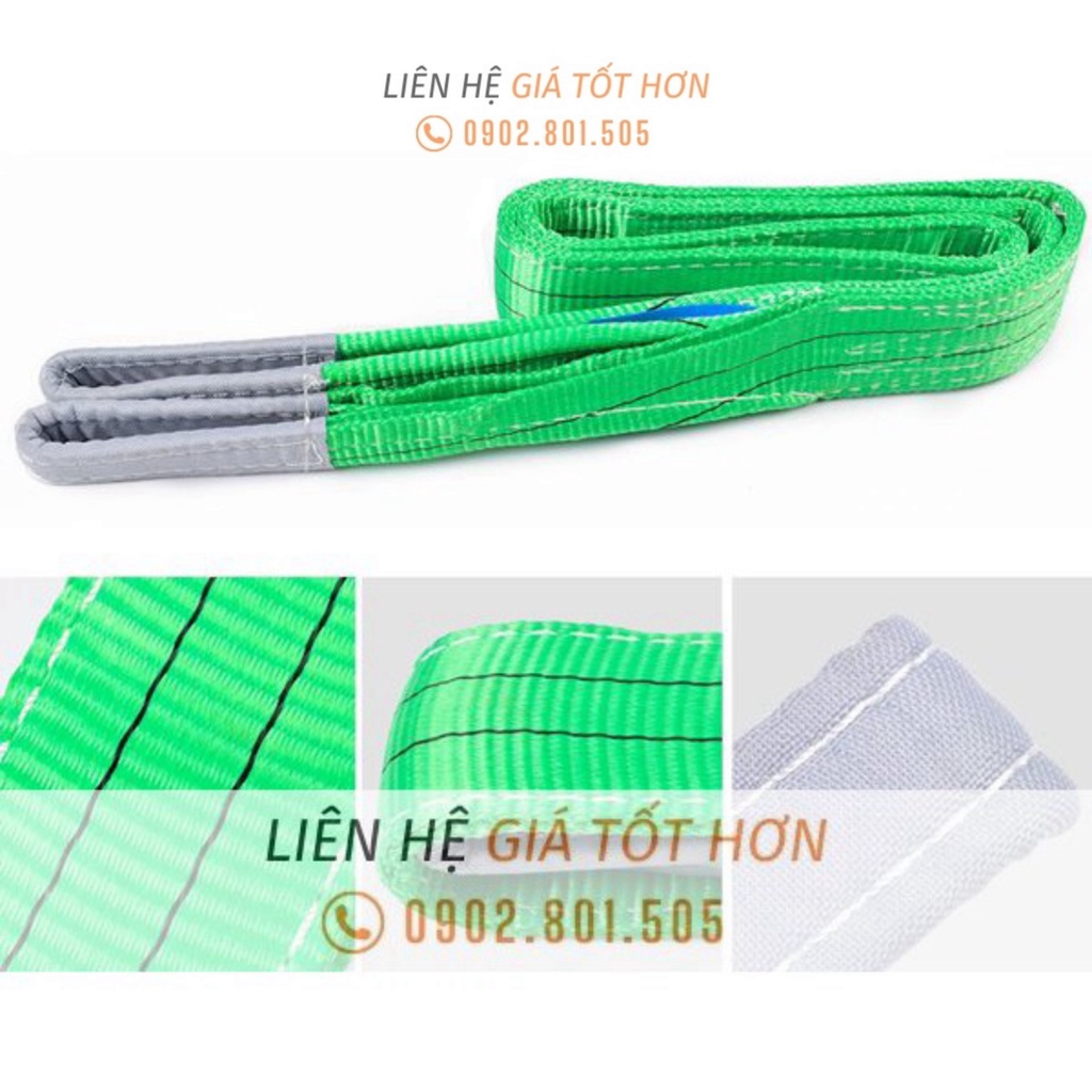 Dây Cáp Vải Cẩu Hàng 2 Tấn, Hệ số 5:1, Dài 1-10 Mét, 2 đầu mắt, bản 50mm Kho Sài Gòn
