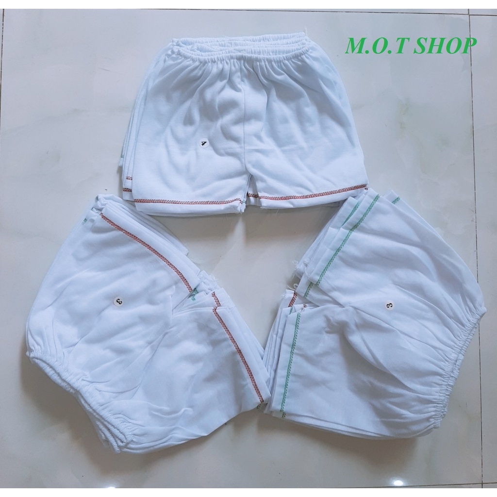 Sét 10 quần đùi  trắng cho bé sơ sinh từ 4-8kg