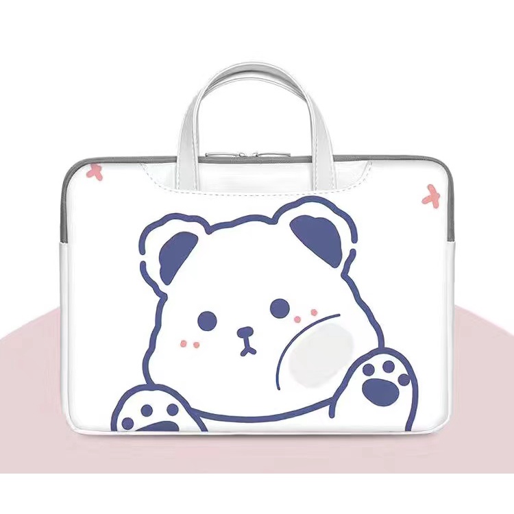 Túi Da Pu Chống Thấm Nước Họa Tiết Hoạt Hình Đáng Yêu Cho Laptop Kích Thước 13.3/14.1/15.6/17.3