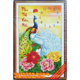 (ĐÃ ĐÍNH) Tranh đá thành phẩm Phu Thê Viên Mãn 49x75cm DF065