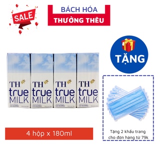 Lốc 4 hộp sữa tươi tiệt trùng TH true MILK 180ml