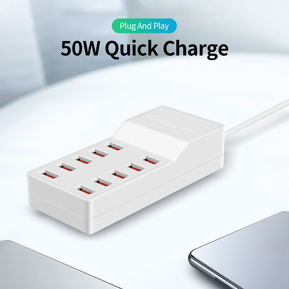 Bộ Sạc Nhanh Thông Minh 50w 10 Cổng Usb