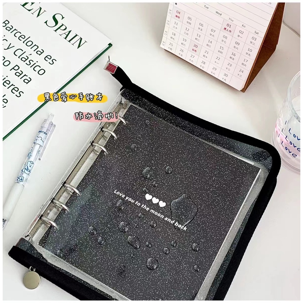 Sổ Tay/Nhật Ký Bìa Bằng Pvc Lấp Lánh Hình Vuông Họa Tiết Hoa Anh Đào