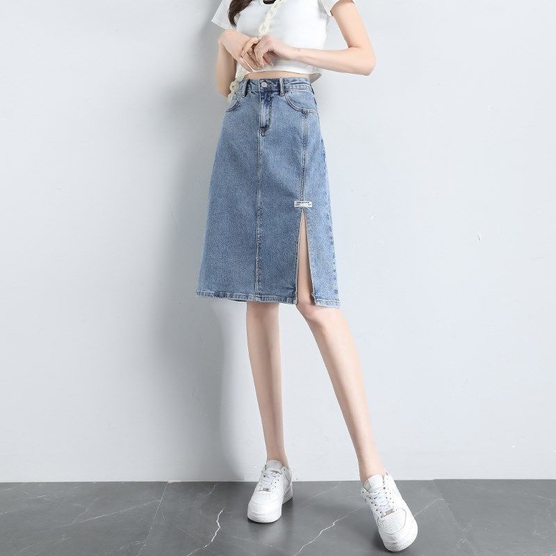 Chân váy jean Dáng Chữ A Dài Qua Gối Lưng Cao Màu Sắc Tươi Sáng Phong Cách Hàn Quốc N339 2022