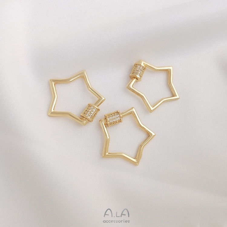 Phụ Kiện Mặt Dây Chuyền Bằng Đồng 14K Hình Oval Trái Tim Năm Cánh Đính Đá Zircon diy