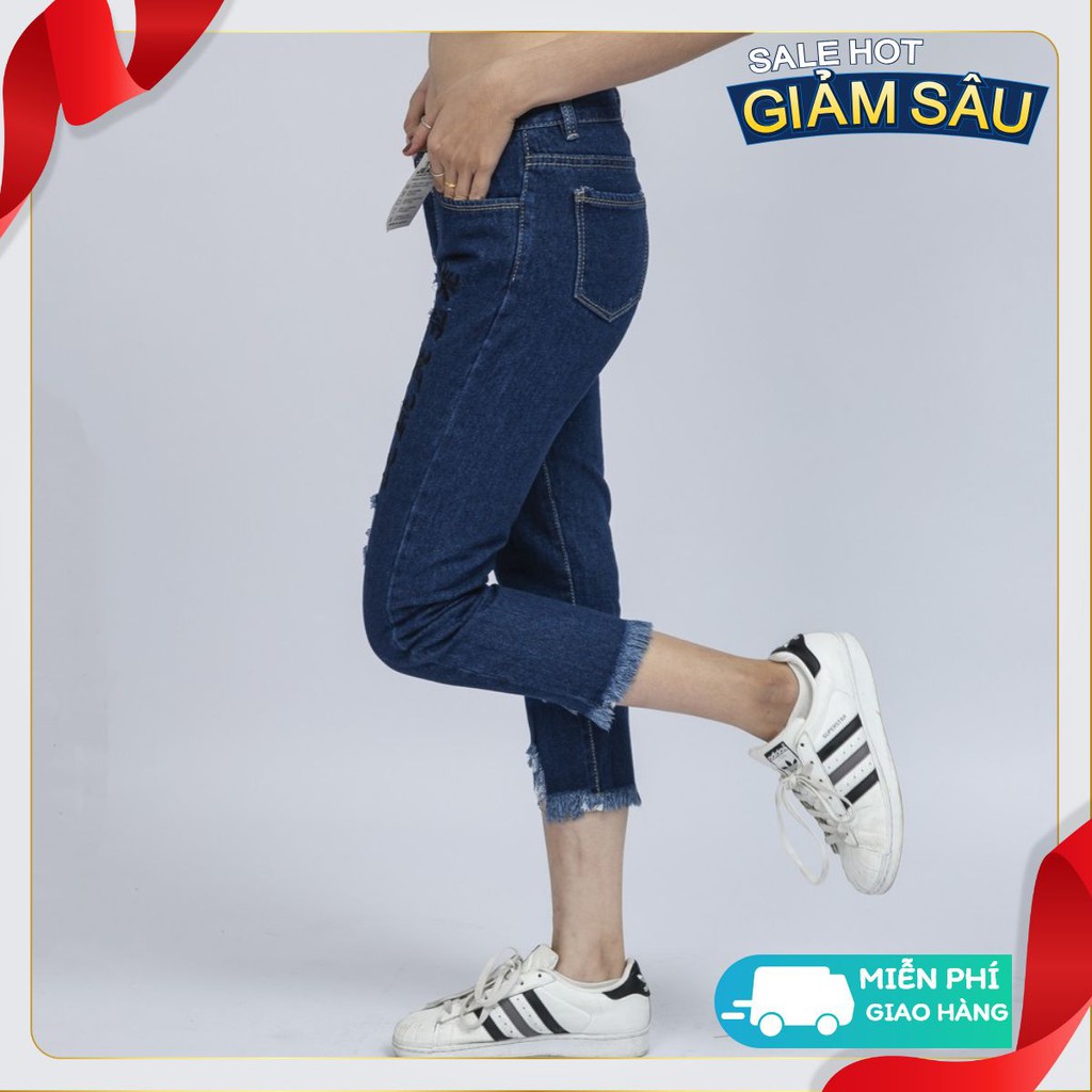 Quần Jean Nữ Begy Chữ Thái Chân Tua Màu Đậm Co Giãn Thời Trang Cao Cấp Giãn QR07. BAHAI_SHOP10 | BigBuy360 - bigbuy360.vn