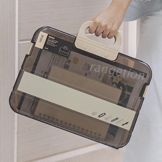 Portable File Box Plastic Transparent Pencil for Case A4 Folder with Lock Statio