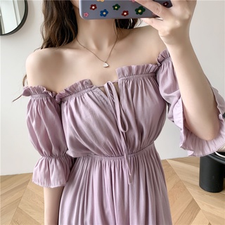 Váy tím maxi thun lạnh