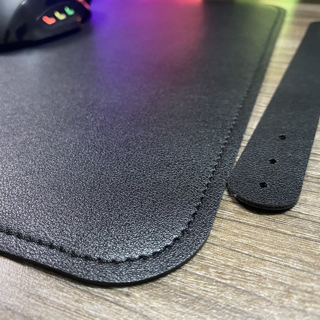 [2 MẶT_800x300] Lót Chuột Da Cỡ Lớn - Mousepad  Full Đen(Bóng-Lỳ)