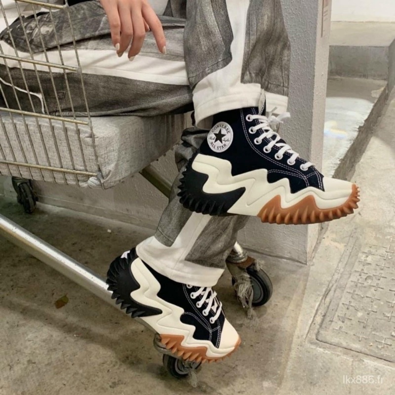 Giày thể thao sneaker Cv run motion đen trắng cổ cao đen bản cao cấp ảnh thật shop tự chụp