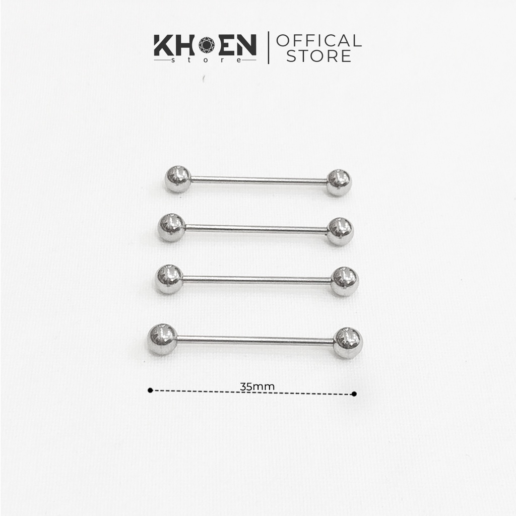 Khuyên tai Industrial đầu bi dài 35-40mm