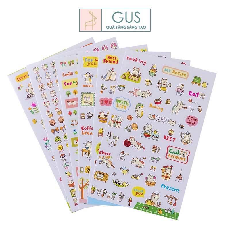 Sticker Animal lẻ 1 tấm GusShop trang trí góc học tập