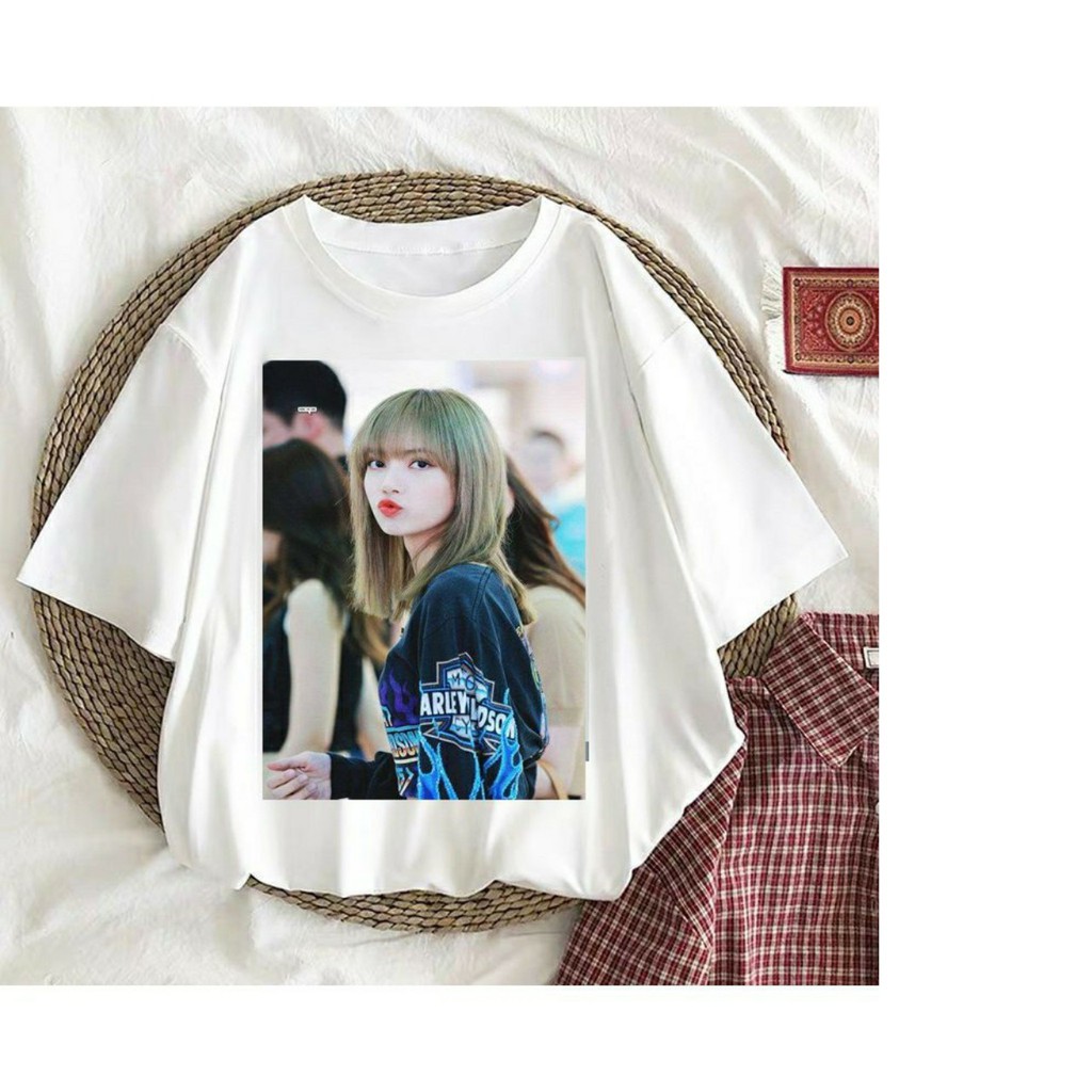 Áo thun nam nữ mùa hè in hình thần tượng Lisa Blackpink đẹp mắt đáng yêu dành cho fan hâm mộ