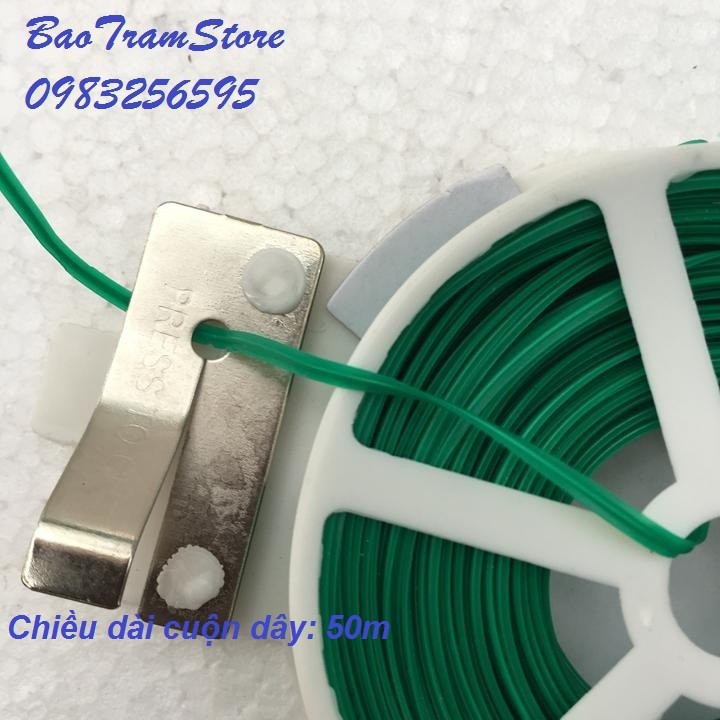 Bán sỉ Dây buộc cành cây bọc nhựa dạng dẹp cuộn 100m lõi 0.5mm màu xanh. hàng nhập khẩu, hàng chính hãng.