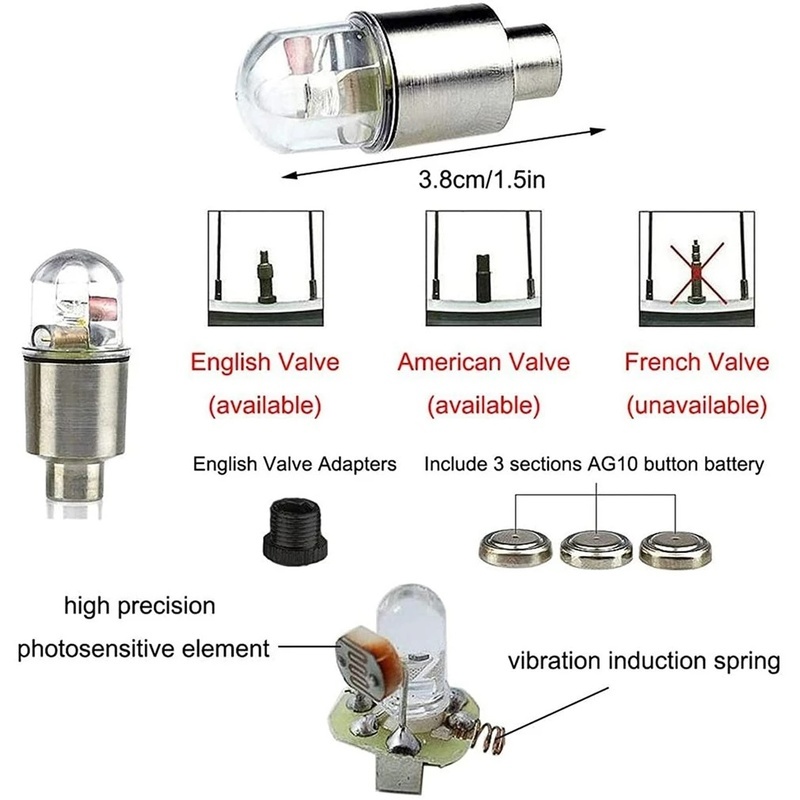 Nắp Van Bánh Xe Có Đèn LED Độc Đáo Trang Trí Xe Hơi / Xe Máy