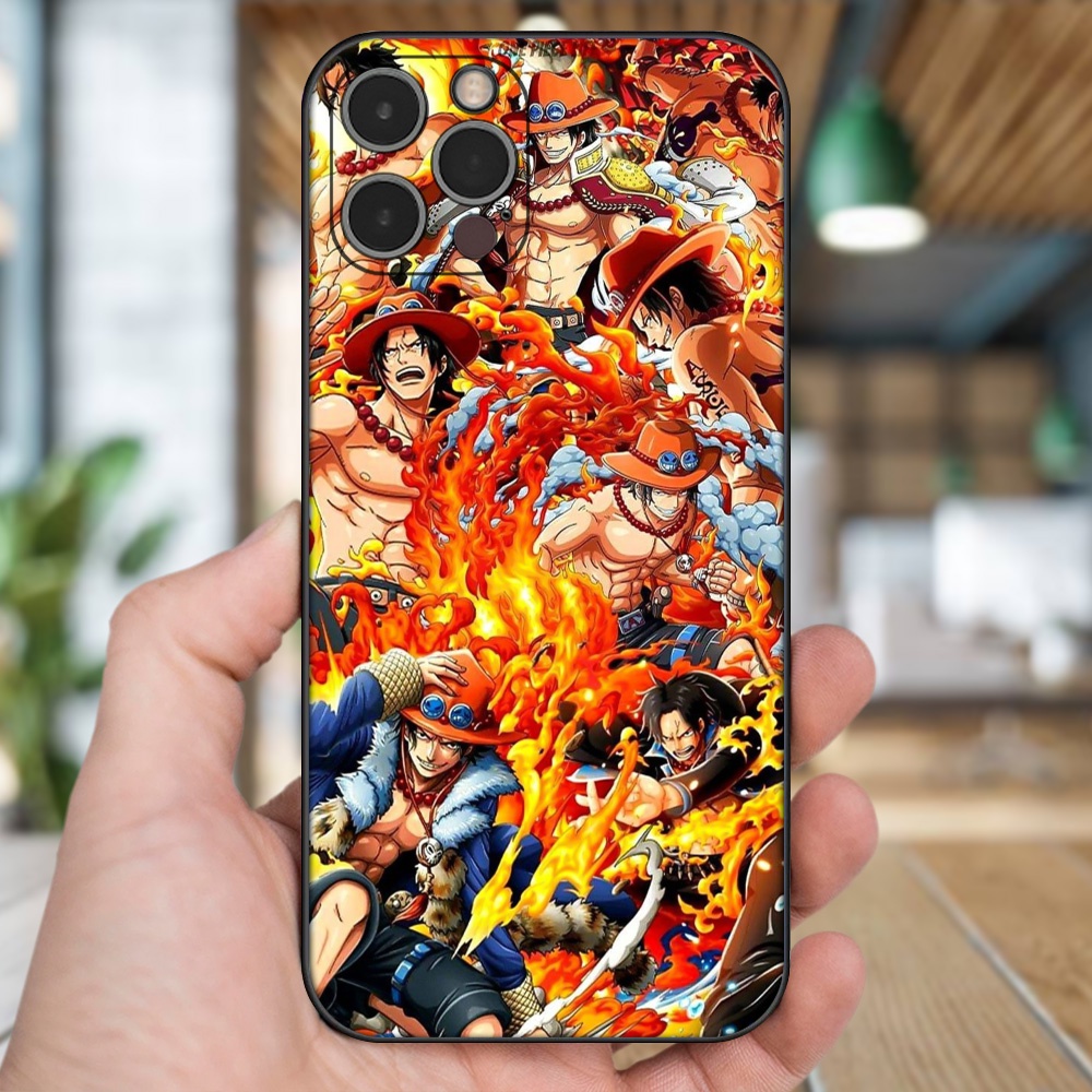 Ốp lưng iPhone 12 Pro dẻo đen cạnh vuông in hình Ace One Piece