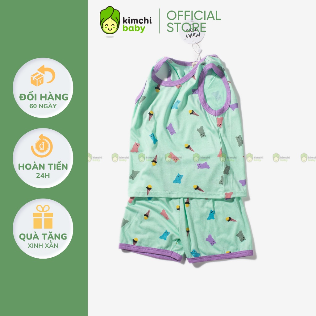 Đồ Bộ Bé Gái, Bé Trai Minky Mom Vải Thun Lạnh Hoạ Tiết Ô Tô Cổ Viền, Bộ Ba Lỗ Cho Bé Mặc Hè MKM3LO2211