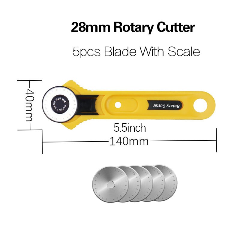 Dao Cắt Hình Tròn 28mm Kèm 5 Lưỡi Dao Tròn Dùng Để Cắt Vải / Da / Giấy
