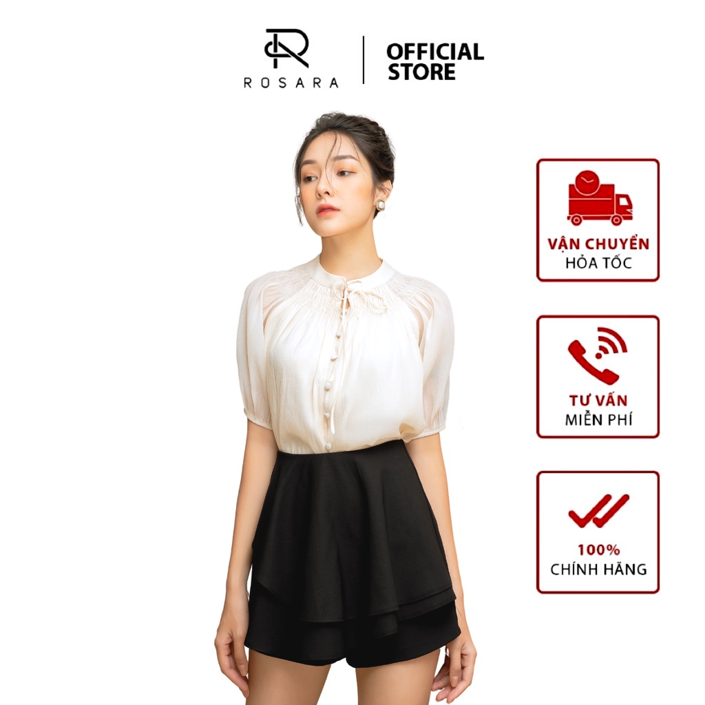 Áo sơ mi thời trang nữ tay bồng công sở Rosara G33