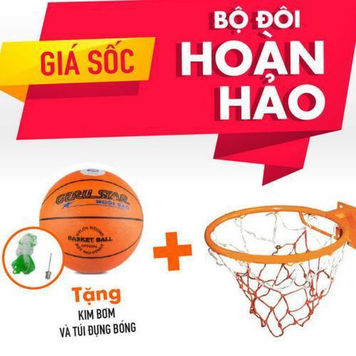 Combo trọn gói bộ sản phẩm Khung Vành bóng rổ cao cấp 30cm + quả bóng rổ số 5