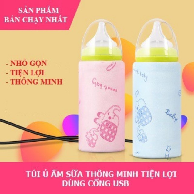 Túi Ủ Giữ Nhiệt Bình Sữa Hâm Nóng Bình Sữa Gọn Nhẹ, Dùng Cổng Sạc USB Tiện Lợi Thông Minh Phù Hợp Tất Cả Các Loại Bình