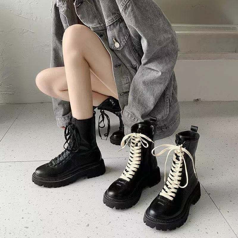 Giày Boot Đế Dày Tăng Chiều Cao Thiết Kế Mới Thời Trang Mùa Thu Theo Phong Cách Anh