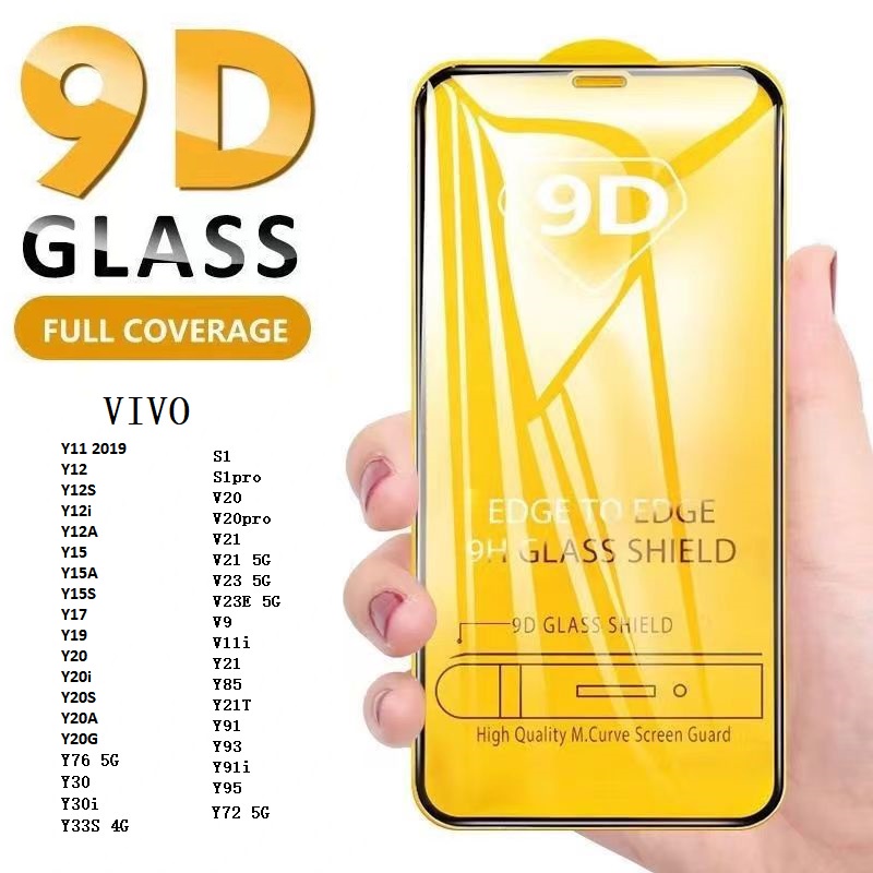 Kính Cường Lực 9D Bảo Vệ Toàn Màn Hình Cho vivo Y76 5G S1 S1pro V20 V20pro V21 V23 V23E V9 V11i Y21 Y85 Y91i Y93 Y91