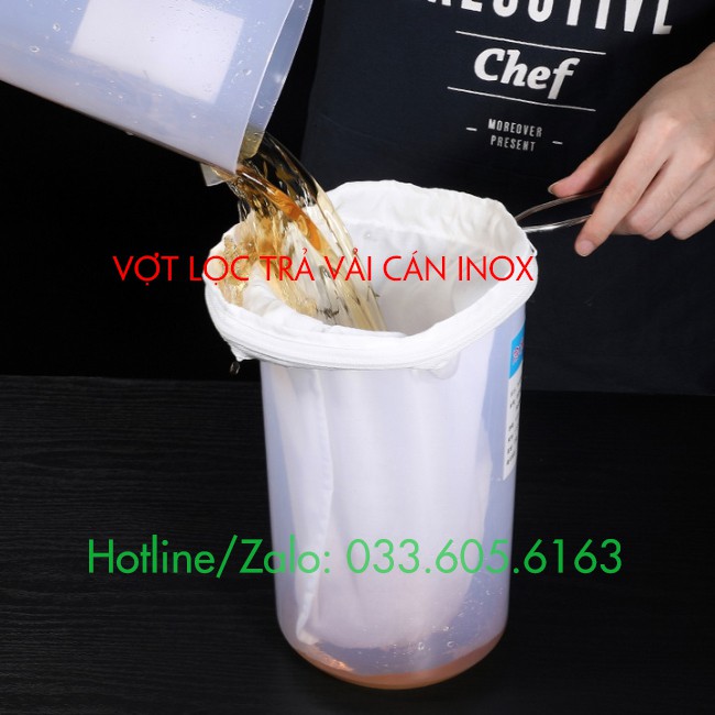 Vợt lọc trà vải cán bằng inox chống gỉ an toàn - Vợt 18.5x35cm và vợt 22.5x40cm - Dụng cụ pha chế TV