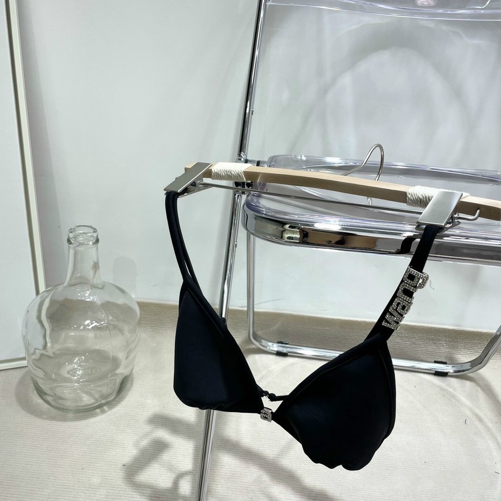 Bikini Nữ Lưng Cao Đính Đá Gợi Cảm + Áo Lót Màu Đen Aw 2022