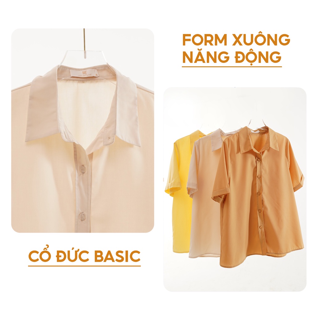 Áo sơ mi công sở nữ Méo shop tay ngắn form suông dáng rộng cộc tay phong cách Hàn Quốc Dynamic