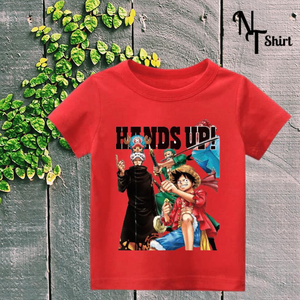 Áo phông bé trai in hình  One Piece Luffy, Áo cotton xịn mặc mát thoải mái hình chất lượng