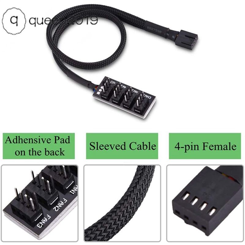 Details about  5-Port PC 4-Pin PC PWM CPU Cooling Fan Splitter Hub Adapter Braided Cable PWM Fan Hub 【queen】