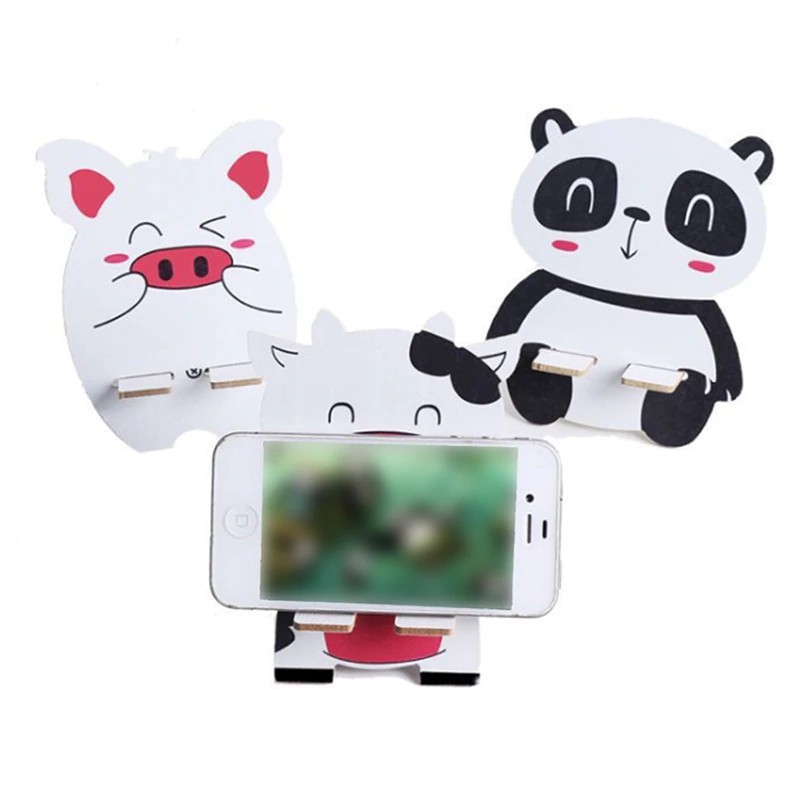 1 bộ giá đỡ điện thoại Iphone6s 7 8 Xs Xr 2019 hình động vật bằng gỗ