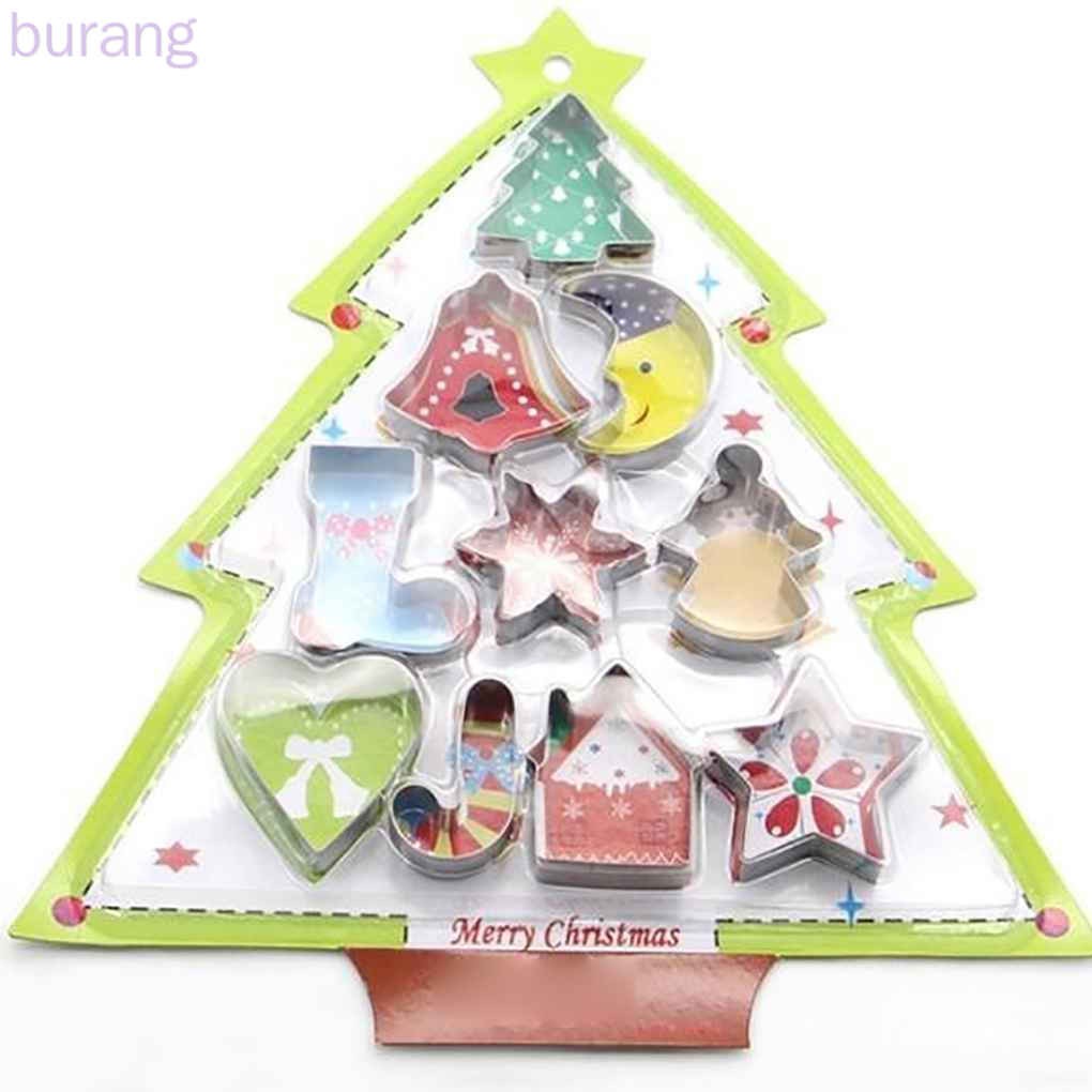 Set 10 khuôn cắt bánh làm từ thép không gỉ chủ đề giáng sinh dễ thương