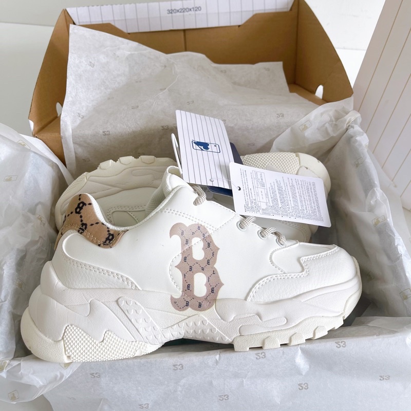 Giày MLB BigBall Chunky Diamond Monogram Boston Red Sox D.Beige - Bản Đẹp Fullbox | MONO B V2