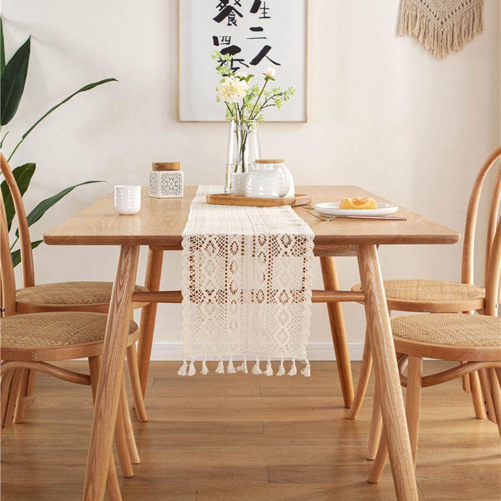 YIYU Khăn Trải Bàn Ăn Phối Ren Và Tua Rua Thời Trang Ốp
